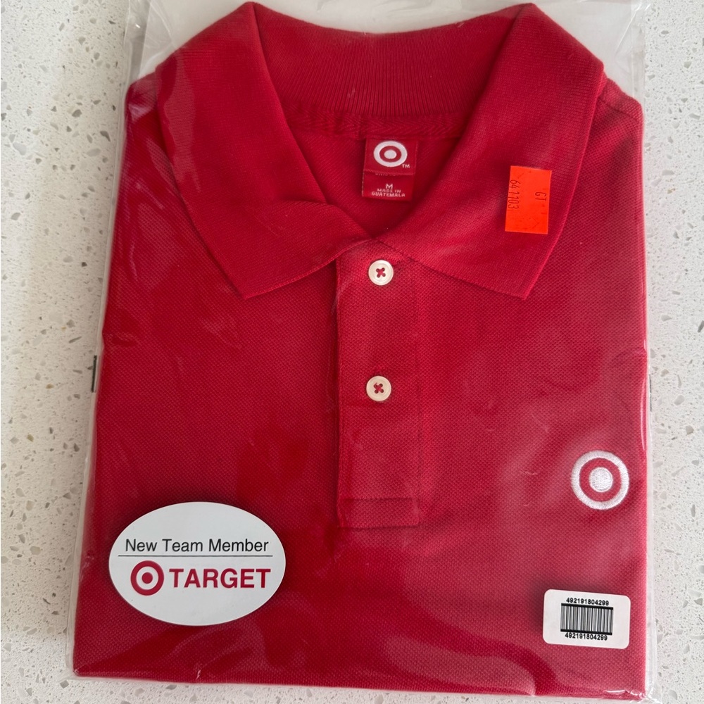 Target Men's Bright Red Polo Shirt w/ New Team Member Badge